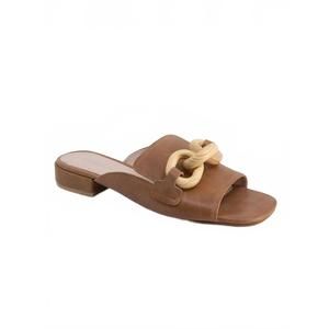 NEW CHOCOLAT BLU bell leather mules in camel